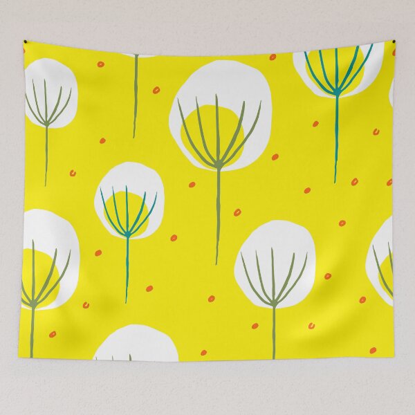 Item preview, Mid-Century Modern Yellow Abstract Floral Design Pattern designed and sold by DEC02.