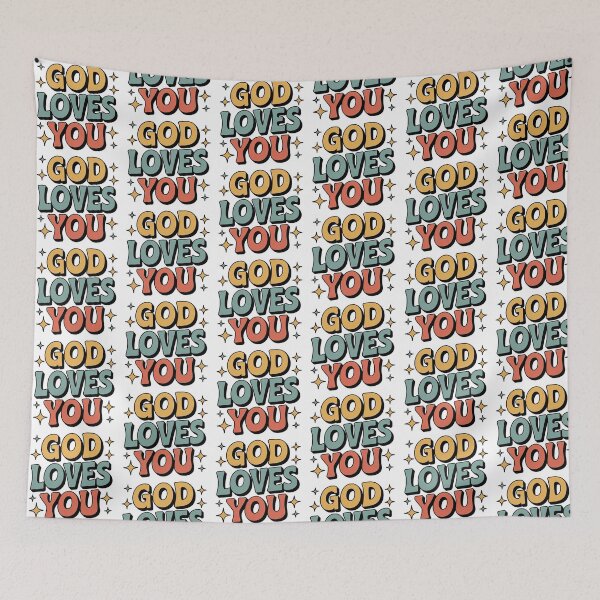 Item preview, God Loves You, Retro Vintage Style designed and sold by graphic-genie.