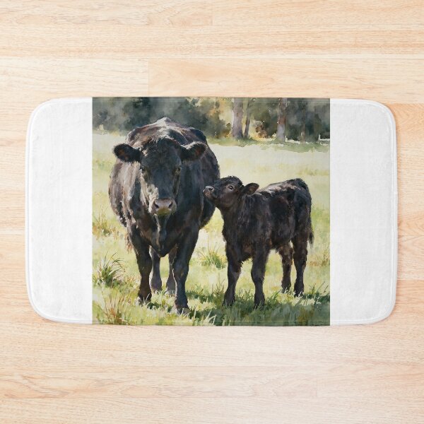 Item preview, Black Angus Cow & Calf Study A In Watercolors designed and sold by Oldetimemercan.