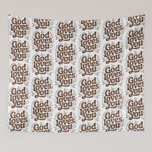 Item preview, God Loves You, Retro Vintage Style designed and sold by graphic-genie.