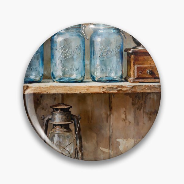 Item preview, Ball Jars On Shelf In Watercolors designed and sold by Oldetimemercan.