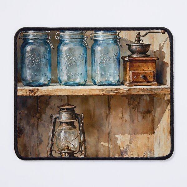 Item preview, Ball Jars On Shelf In Watercolors designed and sold by Oldetimemercan.