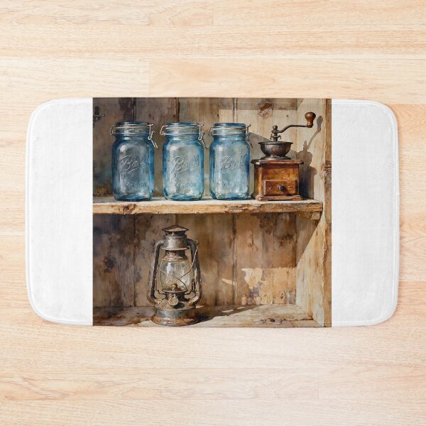 Item preview, Ball Jars On Shelf In Watercolors designed and sold by Oldetimemercan.