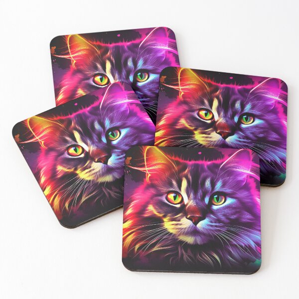 Item preview, Sci-Fi Futuristic Cyberpunk Neon Hues Purple Space Cat  designed and sold by DEC02.