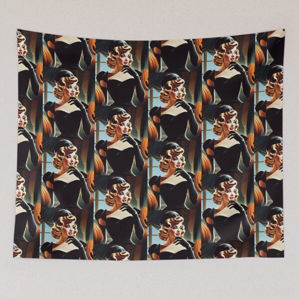 Item preview, Retro-style illustration featuring a woman in a form-fitting dress designed and sold by KilianSzmid.