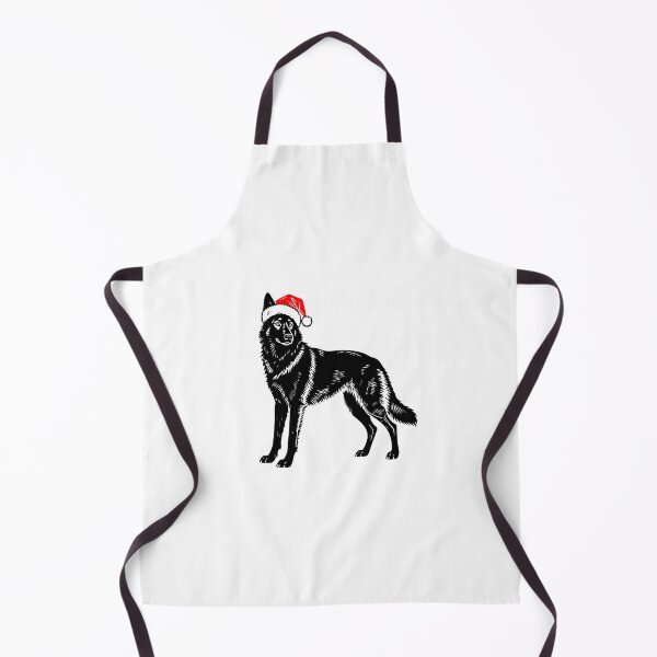 Item preview, Christmas Black Wolfdog Silhouette | Dog with Santa Hat | Black and White Holiday Art designed and sold by JollyCritters.