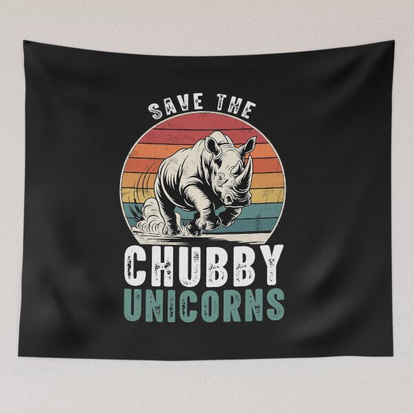 Item preview, Retro Save The Chubby Unicorns Charging Rhino Shirt designed and sold by LarryMBrown.