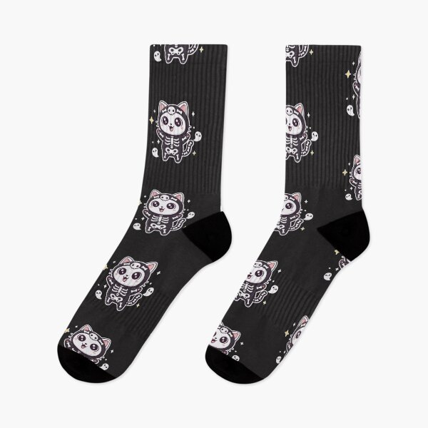 Item preview, Kawaii Cat Skeleton Costume Sticker - Cute Spooky Feline Art designed and sold by Cipher & Soul.