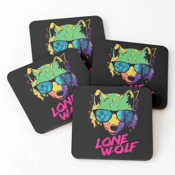 Item preview, Lone Wolf Retro 80s Vaporwave Style Neon Sunglasses designed and sold by HenikaPonko.