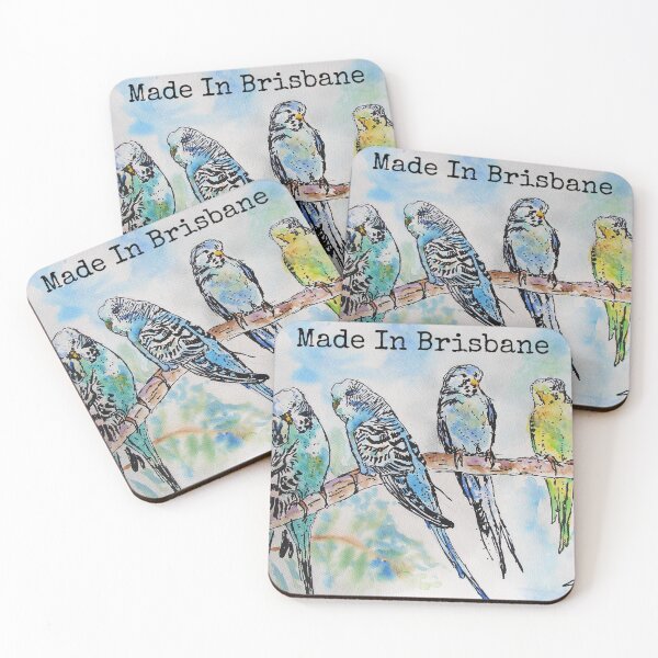 Item preview, Budgies Budgerigars Watercolour Painting Made In Brisbane Brissy designed and sold by Sarah  Rajkotwala.