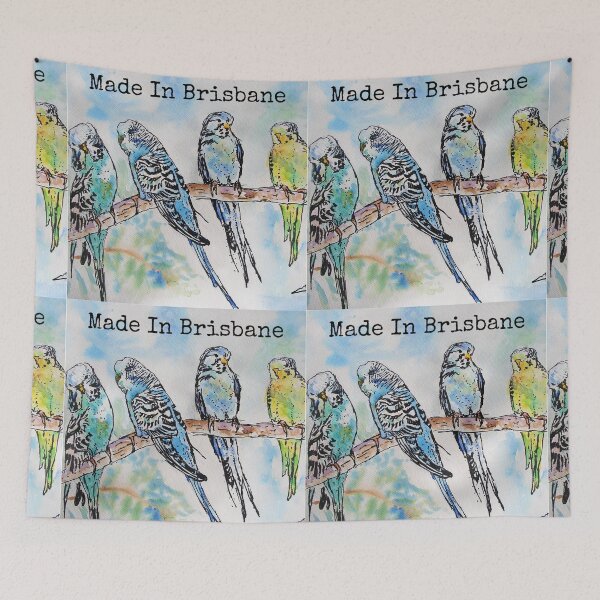 Item preview, Budgies Budgerigars Watercolour Painting Made In Brisbane Brissy designed and sold by Sarah  Rajkotwala.