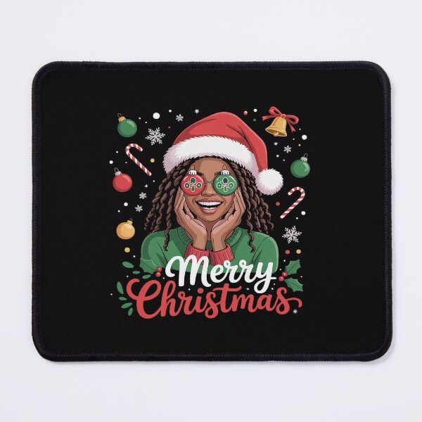 Item preview, African American Black Woman Loc'd Girl Merry Christmas Xmas designed and sold by AmparoBoyle.