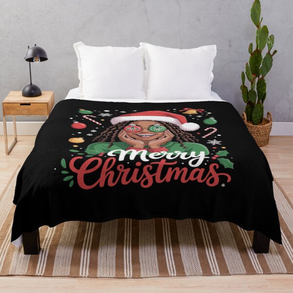 Item preview, African American Black Woman Loc'd Girl Merry Christmas Xmas designed and sold by AmparoBoyle.