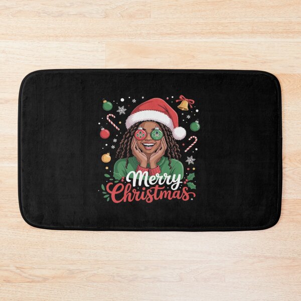 Item preview, African American Black Woman Loc'd Girl Merry Christmas Xmas designed and sold by AmparoBoyle.