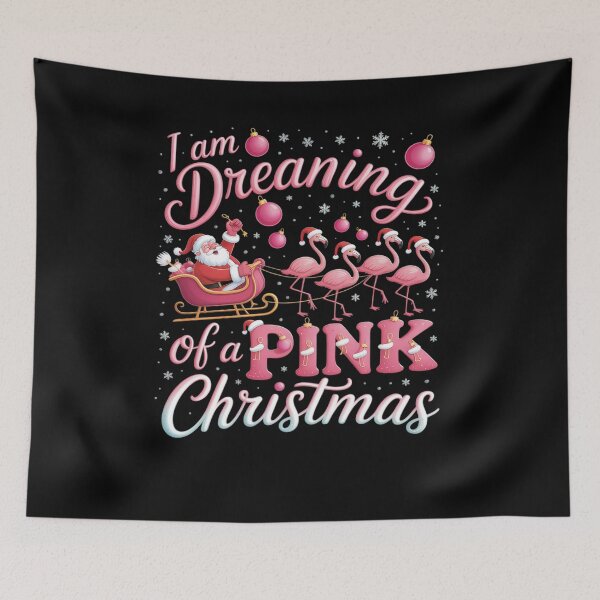 Item preview, I Am Dreaming Of A Xmas With Pink Santa Flamingos Sleigh designed and sold by FranzFriesen.