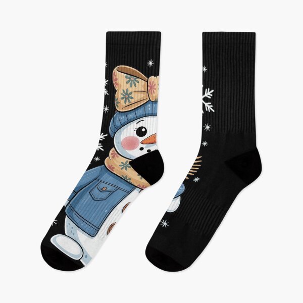 Item preview, Girly Snowman Winter PNG, Patchwork Christmas Snowflake Denim designed and sold by DrewLeuschke.