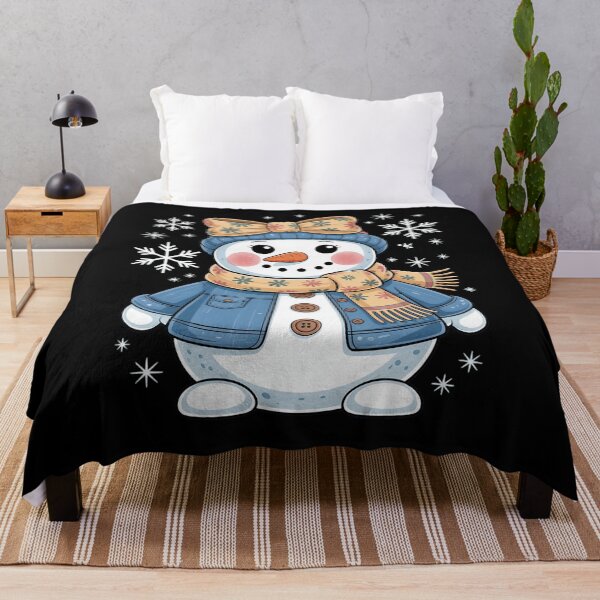 Item preview, Girly Snowman Winter PNG, Patchwork Christmas Snowflake Denim designed and sold by DrewLeuschke.