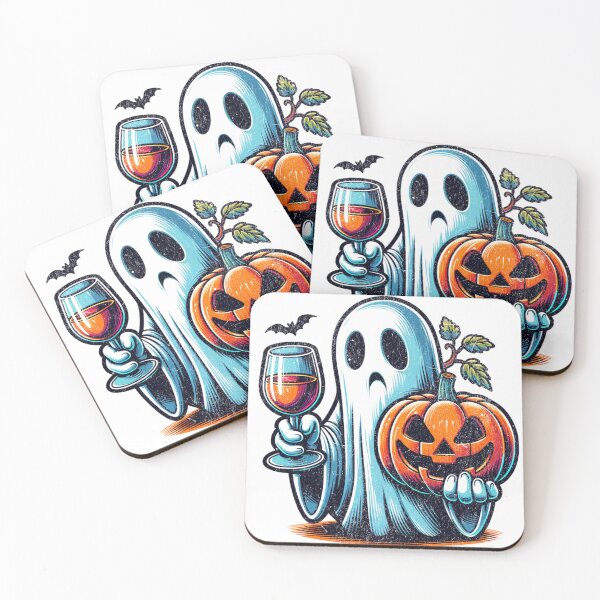 Item preview, Ghost Toasting with Pumpkin – Vintage Halloween Art designed and sold by NotasCreativa.