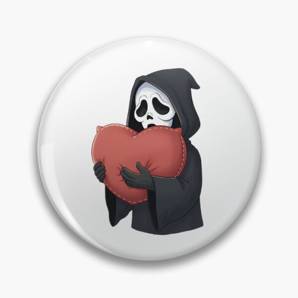 Item preview, Scream heart pillow meme movie ghostface ghost face parody weird love pink designed and sold by CheeseBlueprint.