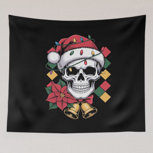 Item preview, Christmas Skull  Santa Hat Gothic Holiday Sublimation designed and sold by HaileyRobel.
