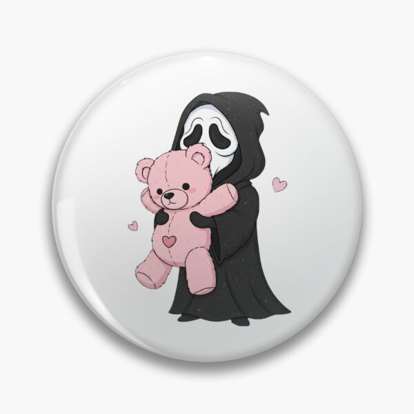 Item preview, Scream teddy bear meme movie ghostface ghost face parody weird love pink designed and sold by CheeseBlueprint.
