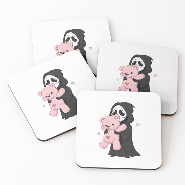 Item preview, Scream teddy bear meme movie ghostface ghost face parody weird love pink designed and sold by CheeseBlueprint.