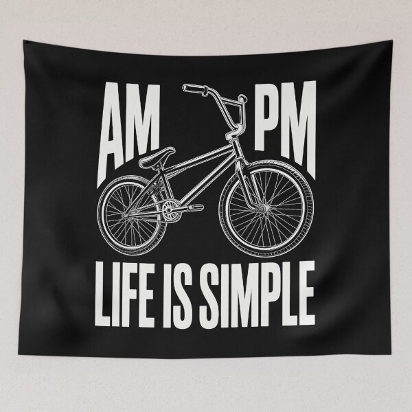 Item preview, AM PM Life Is Simple Distressed Retro BMX Rider designed and sold by HellD3vil-Art.