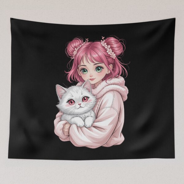 Item preview, Anime Girl Cat Cats Kawaii designed and sold by HellD3vil-Art.