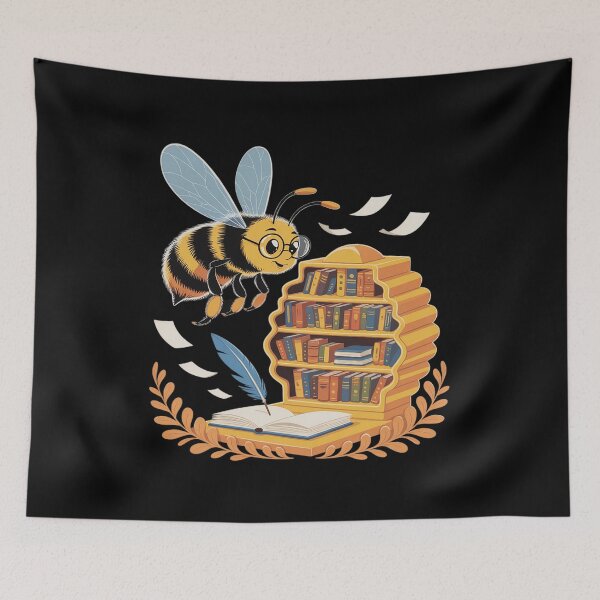 Item preview, Bee Librarian Honeycomb Bookshelf Floating Pages designed and sold by August4Laughs25.