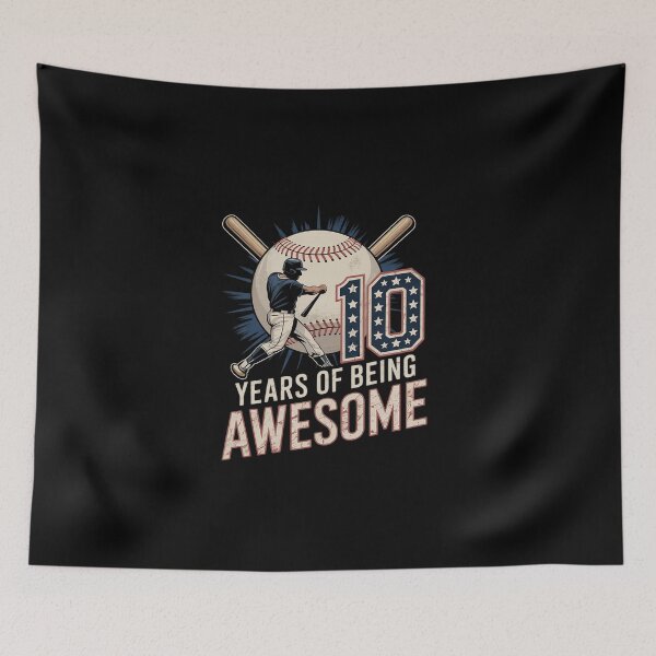 Item preview, 10 YEARS OF BEING AWESOME BASEBALL 10TH BIRTHDAY  designed and sold by EllinoKlemo.