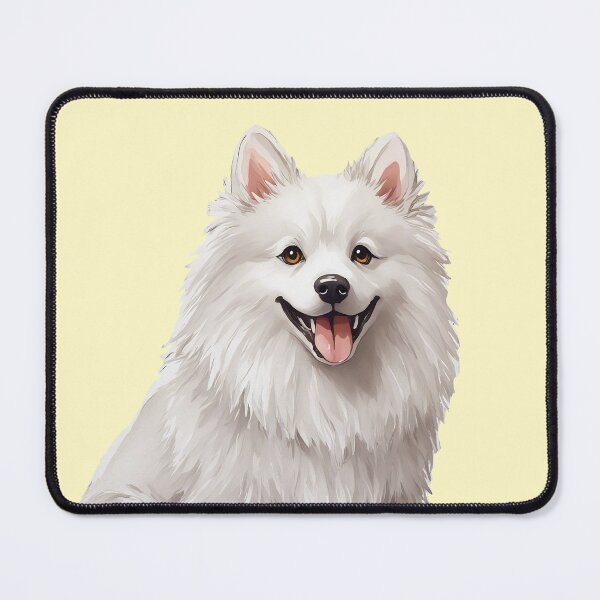 Item preview, American Eskimo Dog White Fluffy Puppy Watercolor (yellow) designed and sold by Magnolia Valley Art.