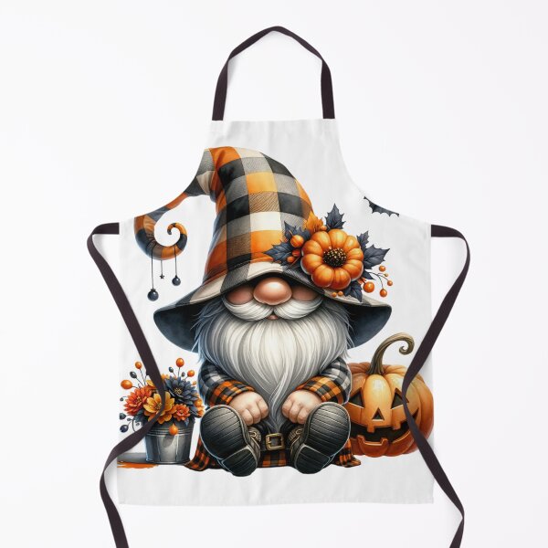 Item preview, Plaid Hat Gnome with Pumpkin and Flowers – Halloween Art designed and sold by NotasCreativa.