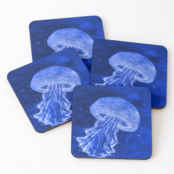Item preview, Electric Blue Jellyfish - mix colours drawing and Watercolour painting designed and sold by Art-by-Nade.