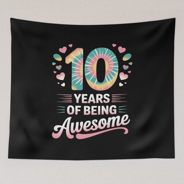 Item preview, 10th Birthday  Idea Tie-Dye 10 Year Of Being Awesome  designed and sold by KonstanKoraner.
