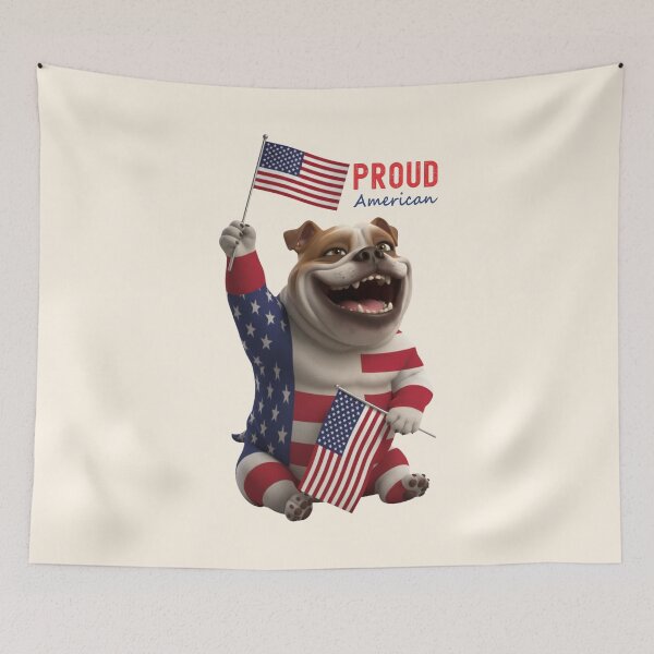 Item preview, Bulldog Proud American T-Shirt designed and sold by insiyah7253.