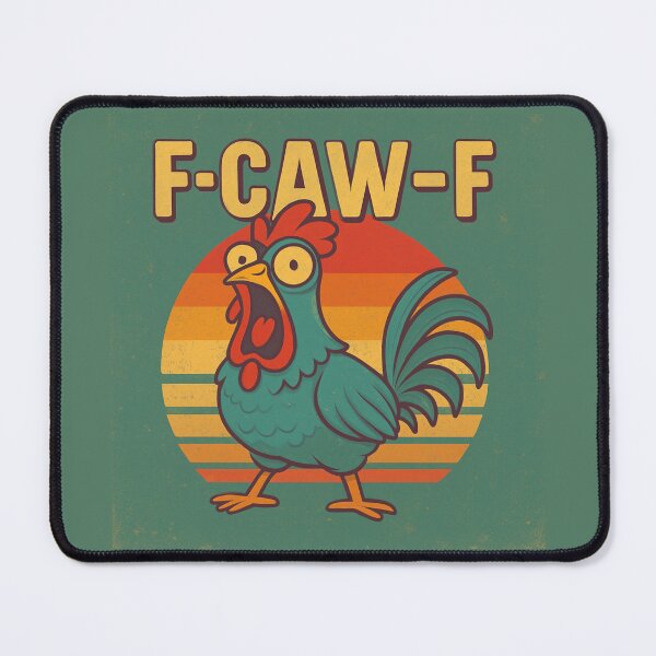 Item preview, F-CAW-F – Angry rooster in a retro sunset | cheeky pun meme designed and sold by Bernd Friese.