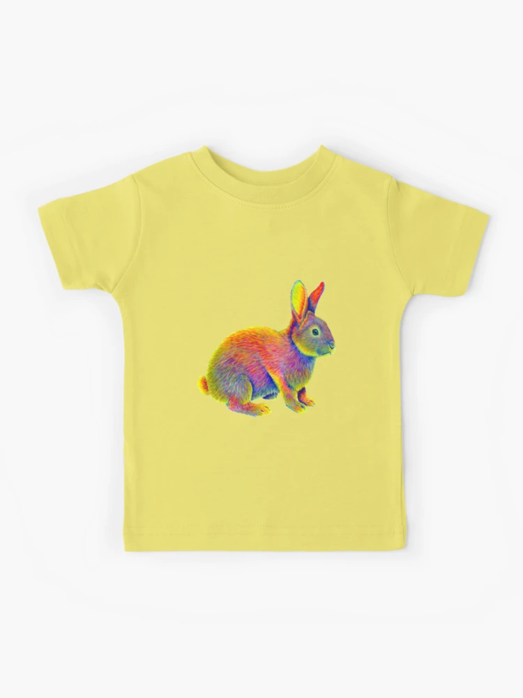 ★AWESOMEUS★ OVER THE RAINBOW RABBIT PIGMENT TSHIRT 4COLOR Rabbit Geometry Tee: Hop into a World of Color and
