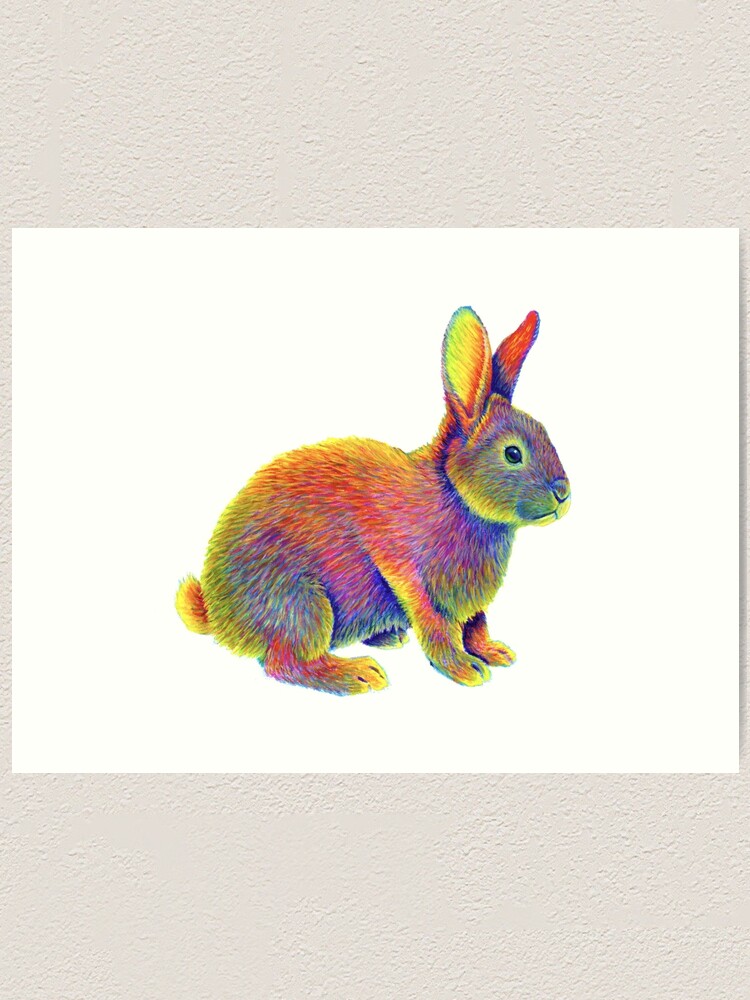Alternate view of Psychedelic Rainbow Bunny Rabbit Art Print
