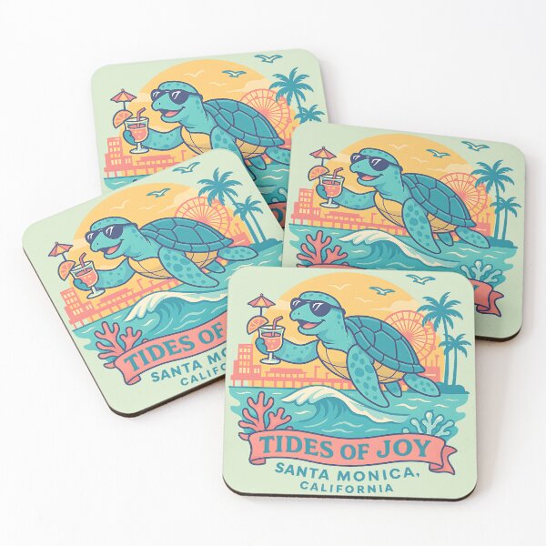Item preview, Tides of Joy – Santa Monica Surfing Turtle designed and sold by PostersMode.