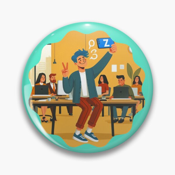 Item preview, Gen Z Office Selfie Victory Pose Funny Work Home Office designed and sold by DibuHumor.