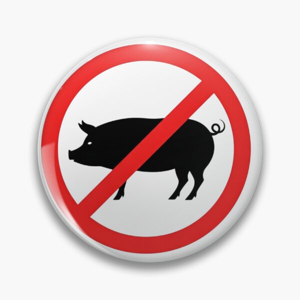 Item preview, No Pigs Allowed – Iconic Prohibition Sign with Pig Silhouette designed and sold by PixelVibe782.