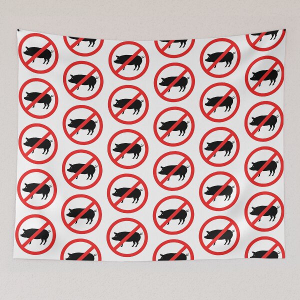Item preview, No Pigs Allowed – Iconic Prohibition Sign with Pig Silhouette designed and sold by PixelVibe782.