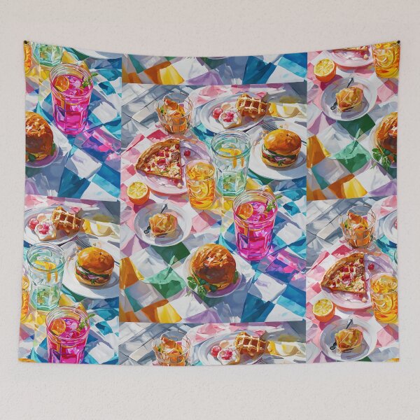 Item preview, Vibrant Summer Picnic – Colorful Food Art with Burgers, Pizza & Lemon Drinks designed and sold by Grafititee.