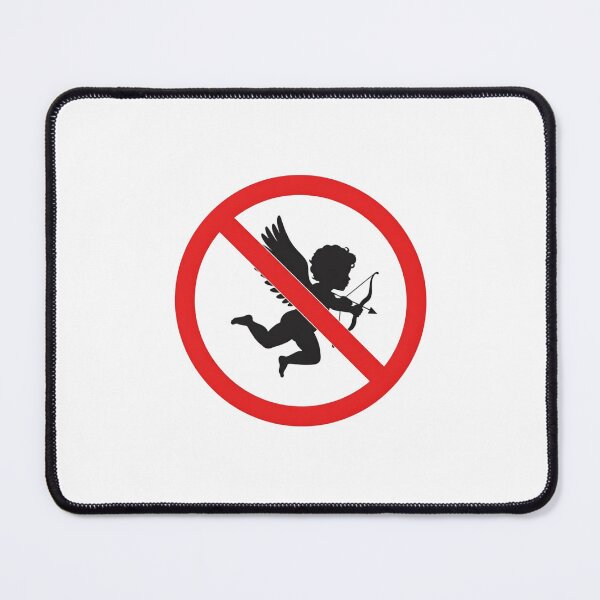 Item preview, No Love Allowed – Iconic Prohibition Sign with Cupid Silhouette designed and sold by PixelVibe782.