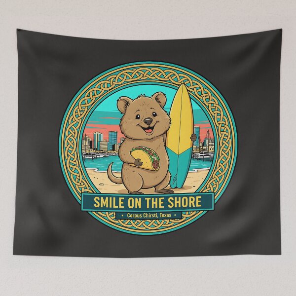 Item preview, Smile on the Shore – Corpus Christi Surfing Bear Design designed and sold by PostersMode.