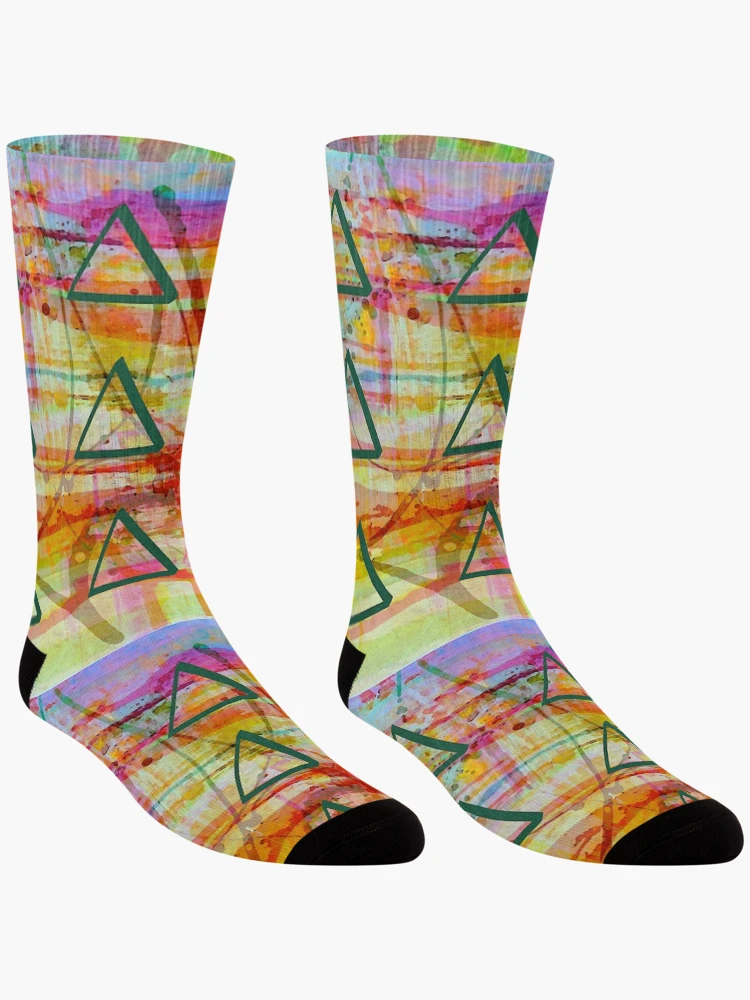 Thumbnail 3 of 5, Socks, Triangle Abstract Pattern designed and sold by ViaARTfactory.
