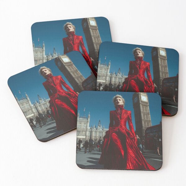 Item preview, Lady in red in London - glamorous fashion portrait designed and sold by KsaveraArt.