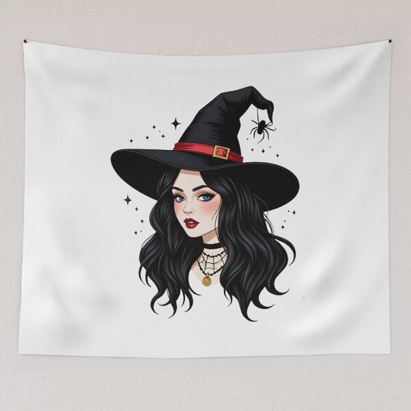 Item preview, Witch Girl with Hat – Magical Halloween Fantasy Illustration designed and sold by Ink-Lift Creations.