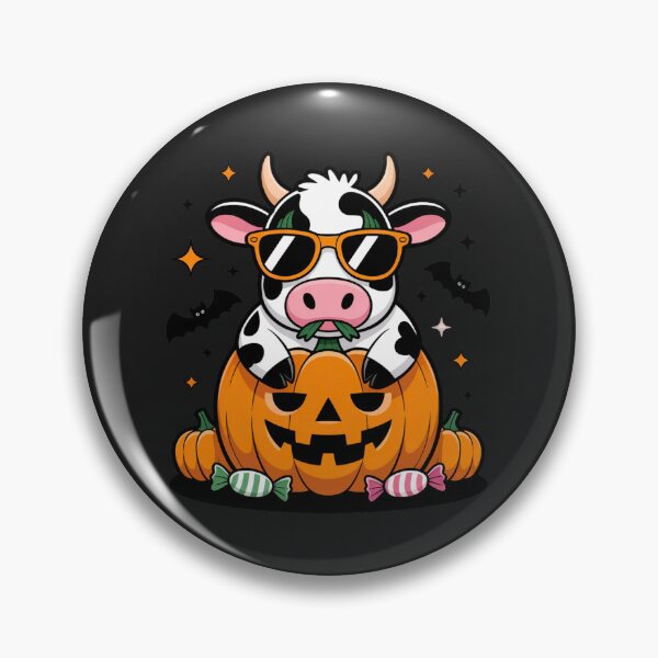 Item preview, Pumpkin Sunglasses Cow – Funny Lazy Halloween Kawaii Design designed and sold by ColorSplash123.