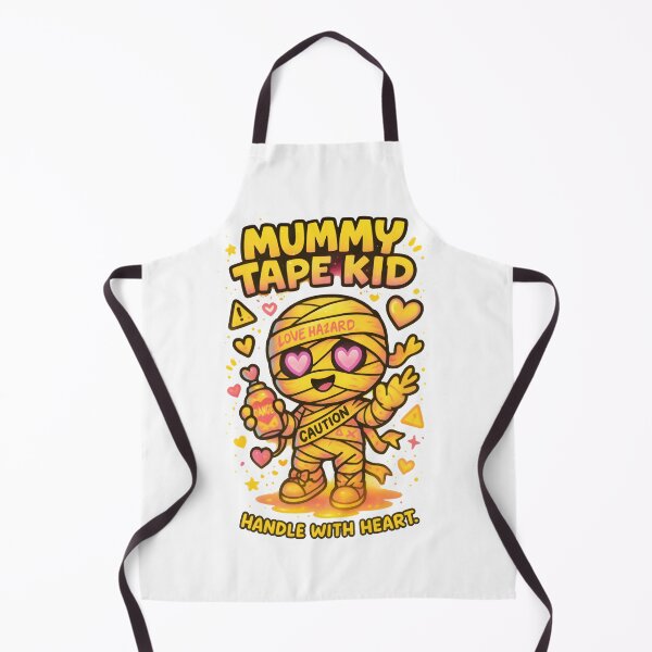 Item preview, Mummy Tape Kid – Kawaii Graffiti Chibi Wrapped in Neon Caution Tape designed and sold by Snackwear Apparel.